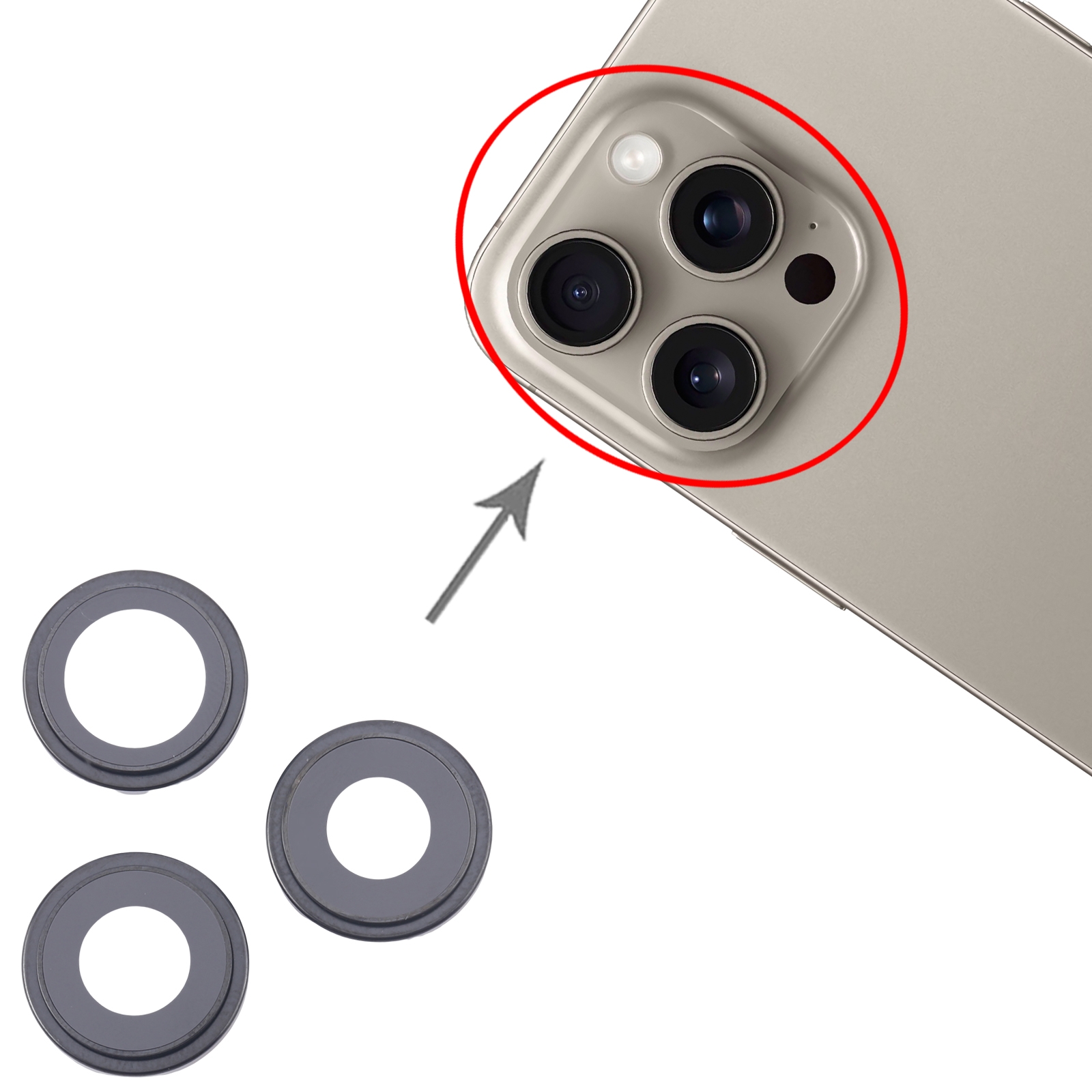iPhone 16 Pro Max Black Camera Lens Cover Replacement - Image 3