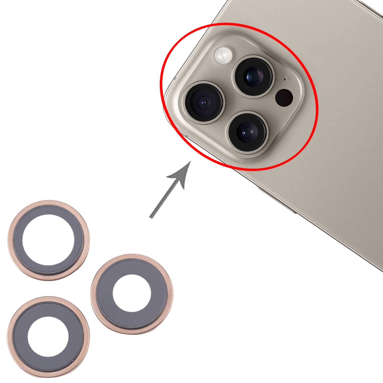 iPhone 16 Pro Gold Camera Lens Cover Replacement - Image 3