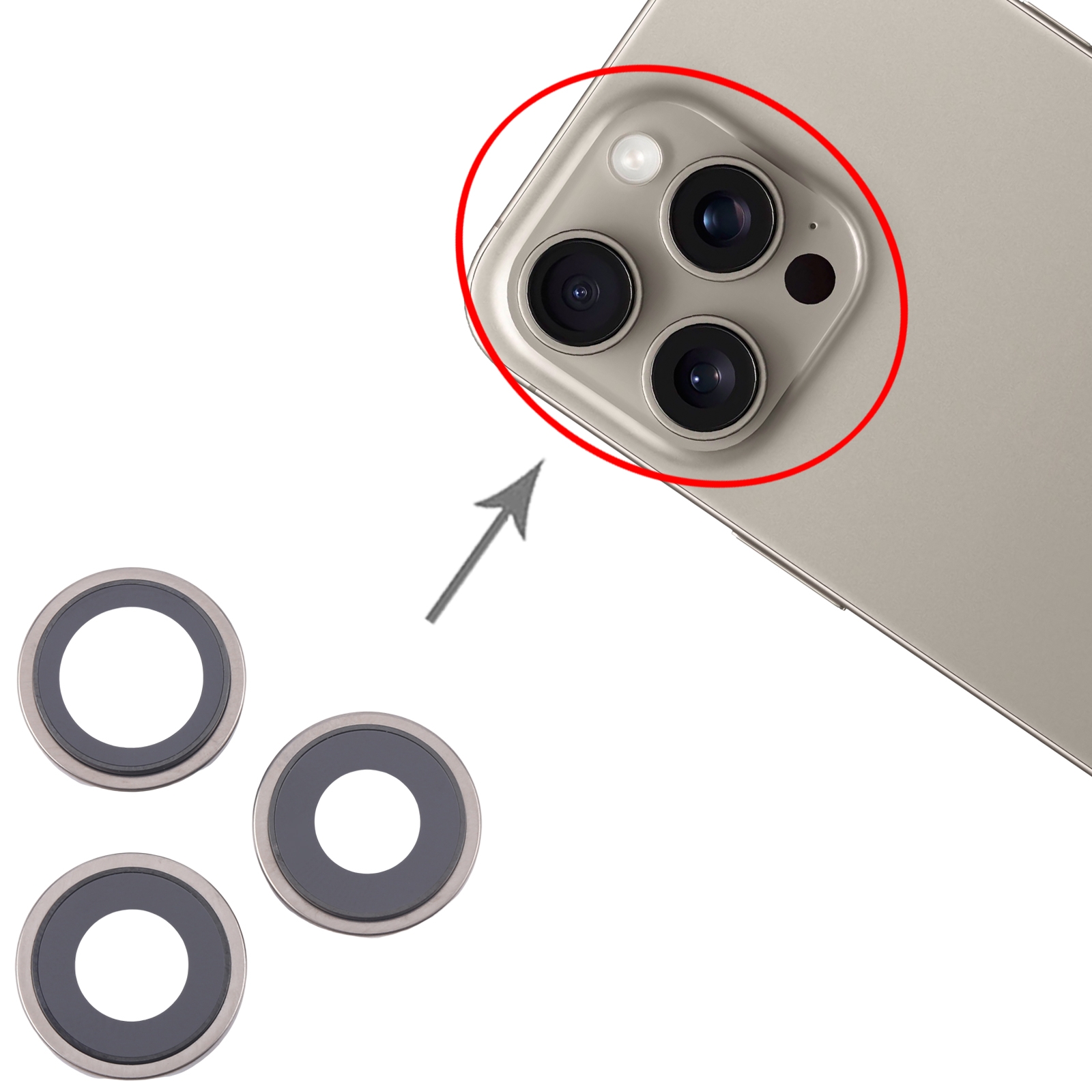 iPhone 16 Pro Titanium Color Camera Lens Cover Replacement - Image 3