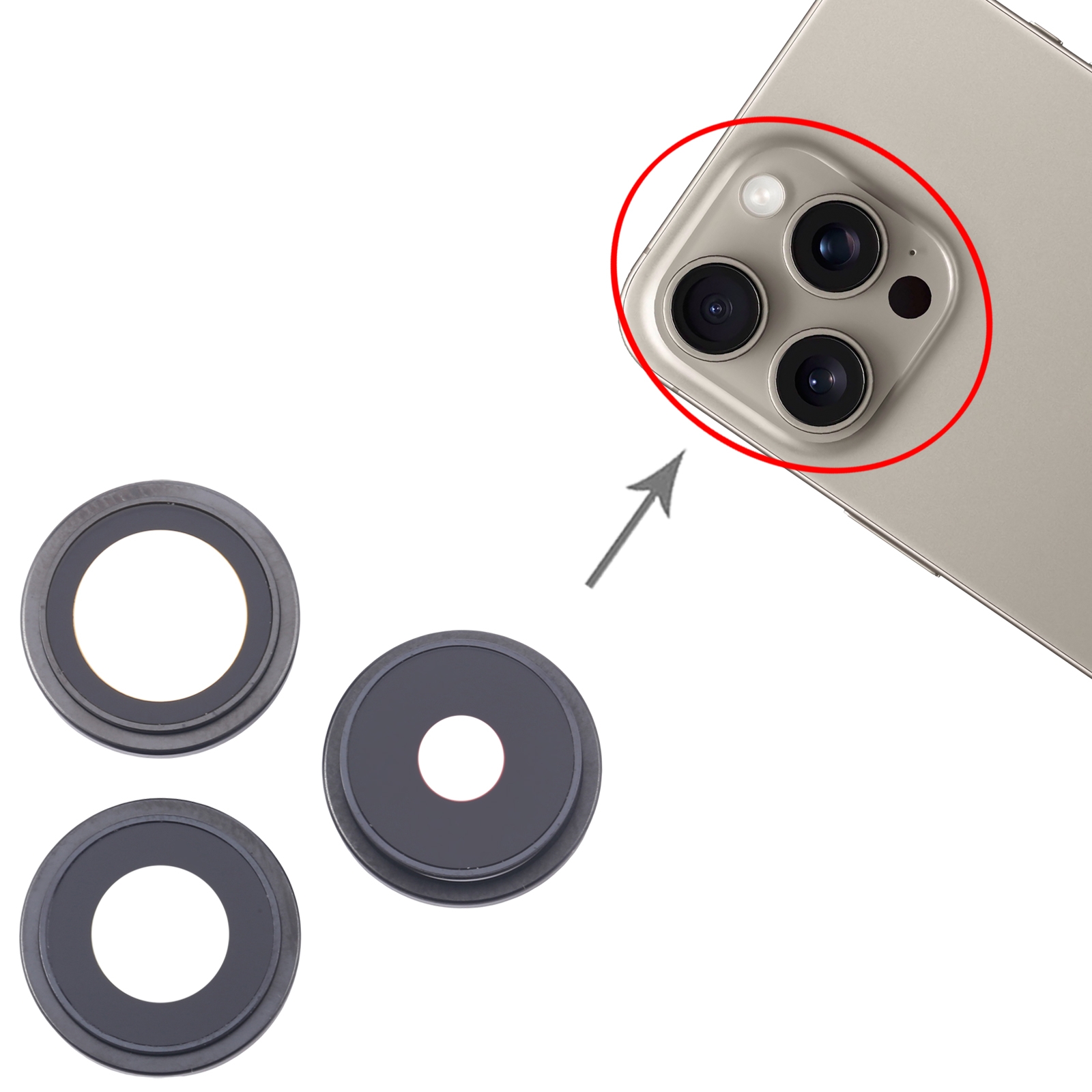 iPhone 16 Pro Black Camera Lens Cover Replacement - Image 3