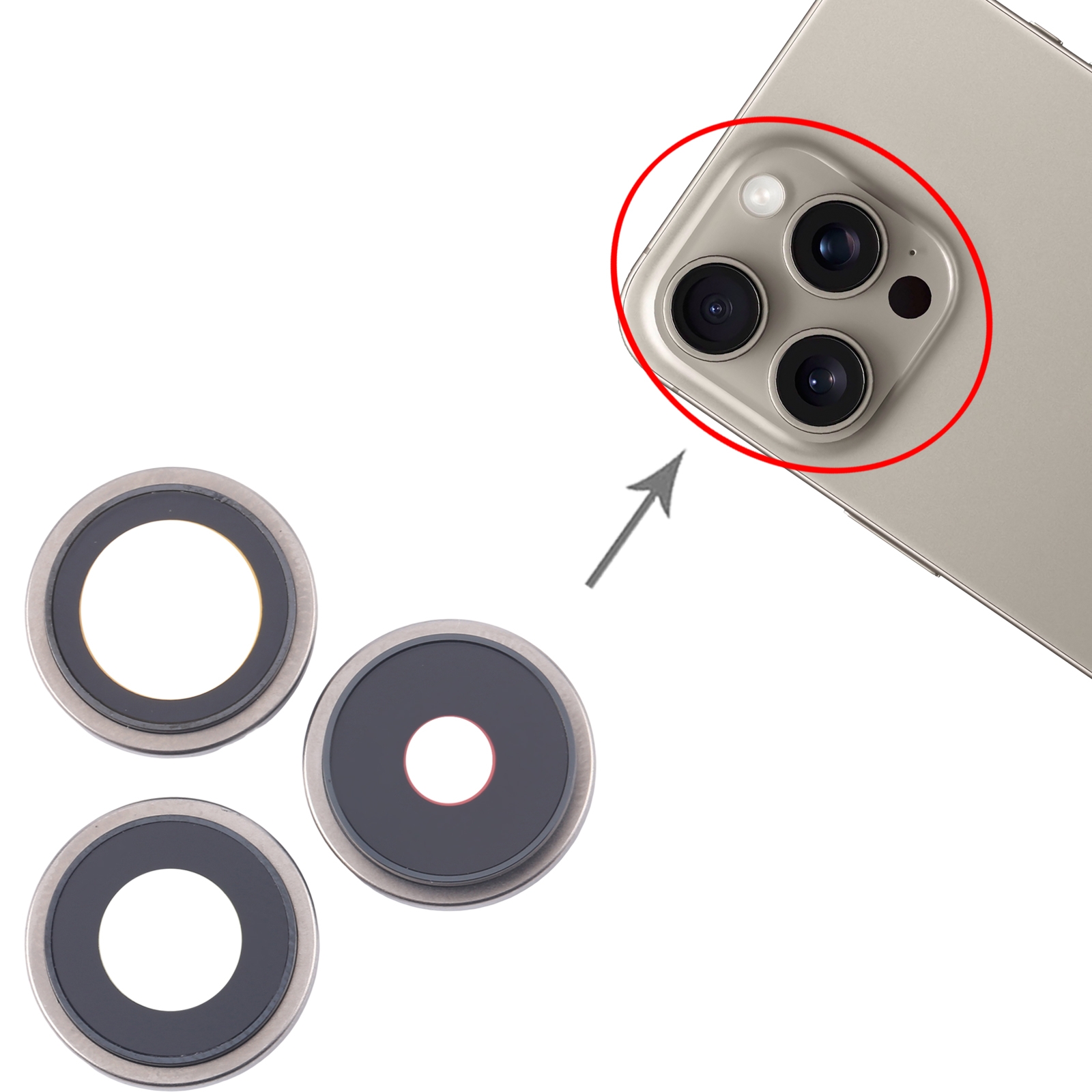 iPhone 16 Pro Silver Camera Lens Cover Replacement - Image 3