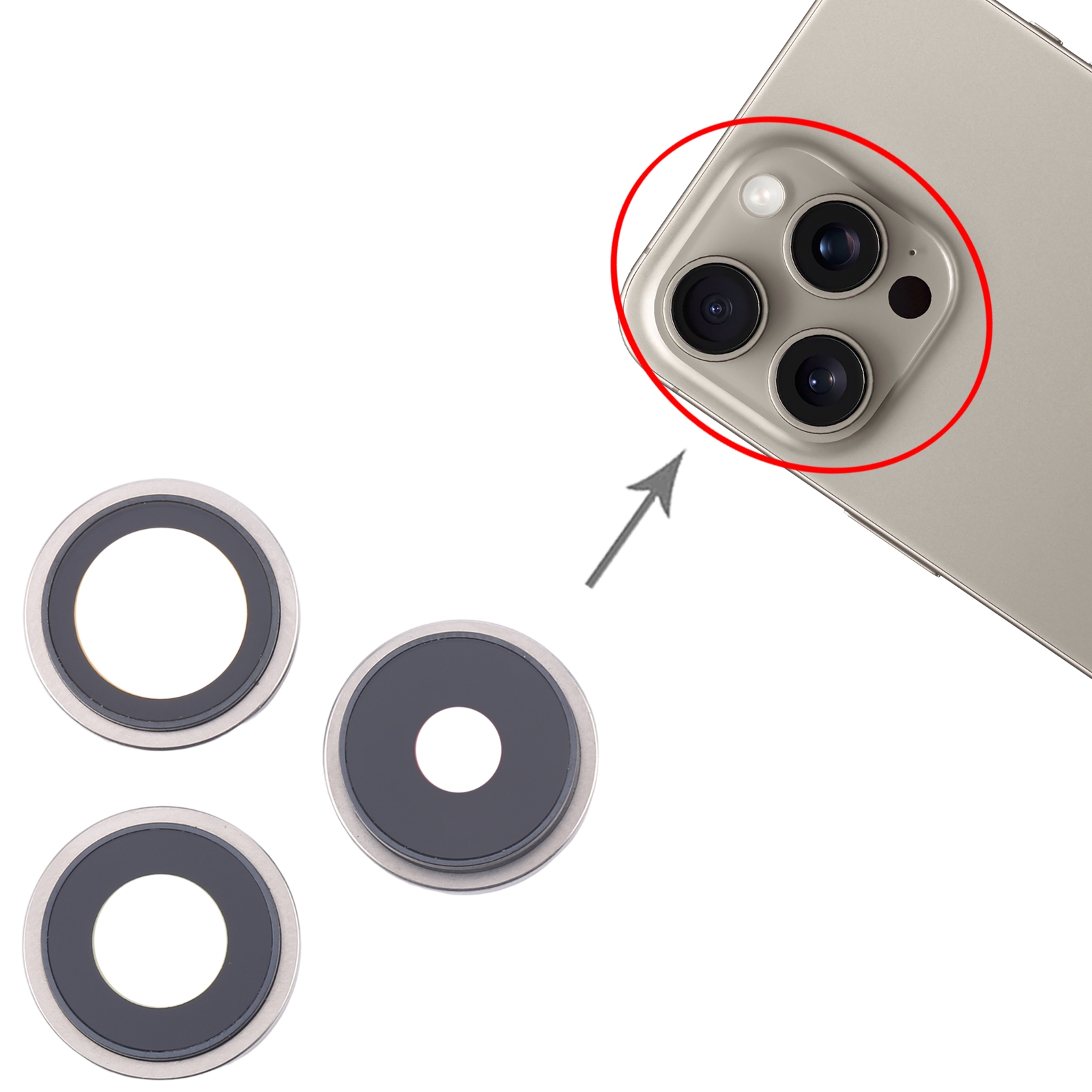 iPhone 16 Pro White Camera Lens Cover Replacement - Image 3