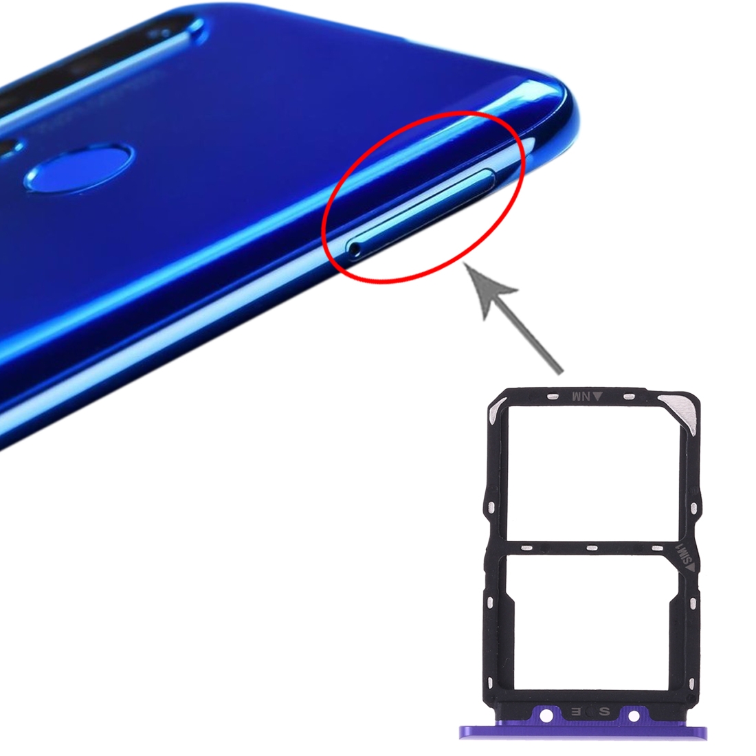 Huawei Nova 5 Purple SIM Card Tray Replacement - Image 4