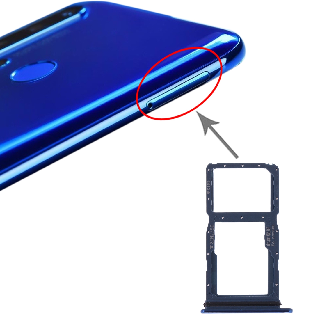 Huawei Nova 5i Blue SIM Card Tray Replacement - Image 4