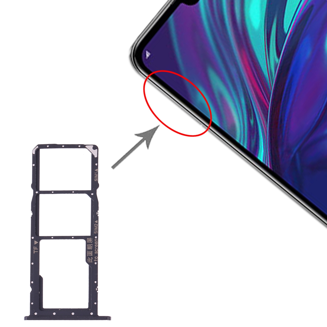 Huawei Y7 Prime 2019 Black SIM Card Tray Replacement - Image 4