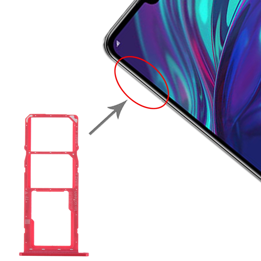Huawei Y7 Prime 2019 Red SIM Card Tray Replacement - Image 4
