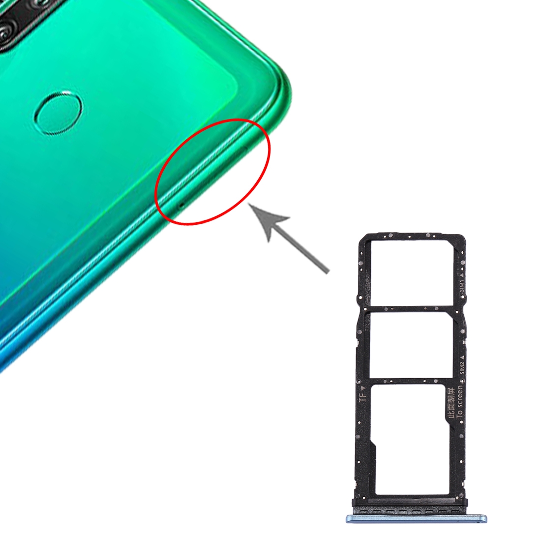 Huawei P40 Lite E Blue SIM Card Tray Replacement - Image 4