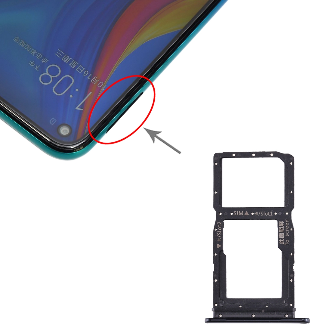 Huawei Enjoy 10 Plus Black SIM Card Tray Replacement - Image 4