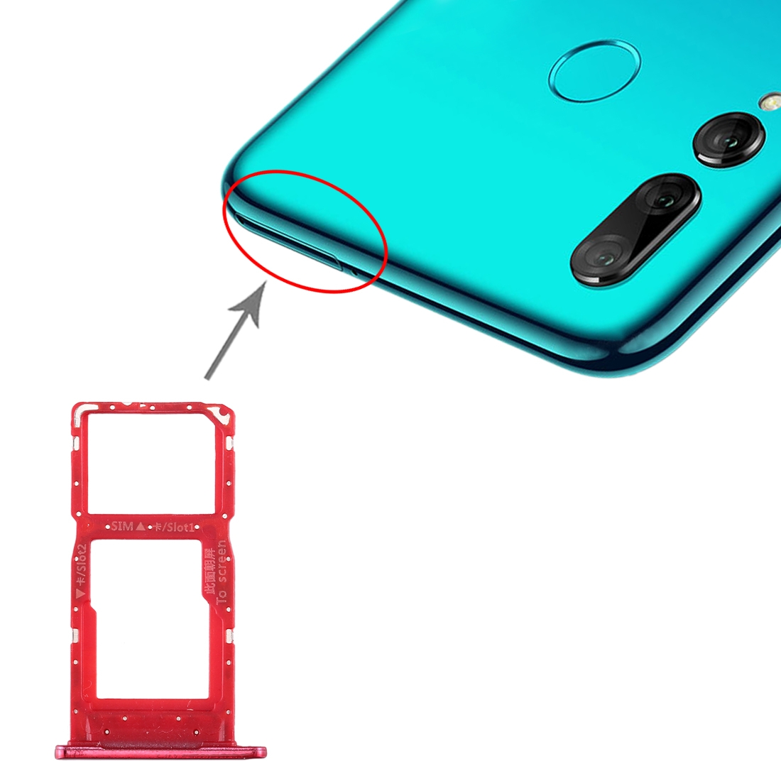 Huawei Enjoy 9s Red SIM Card Tray Replacement - Image 4