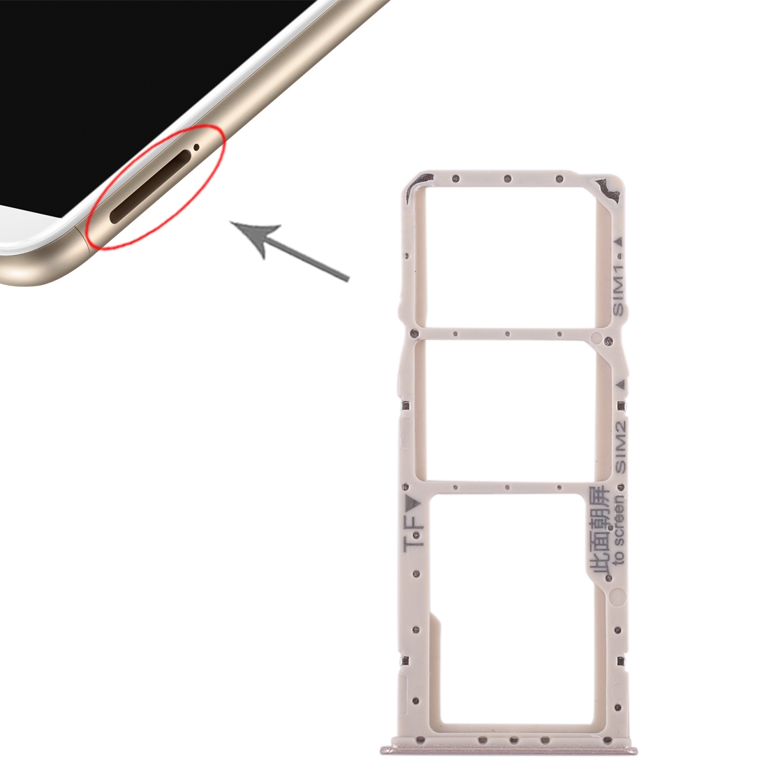 Huawei Enjoy 8 Plus Gold SIM Card Tray Replacement - Image 5