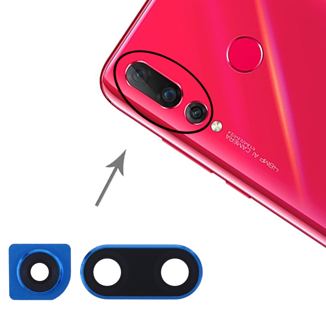 Huawei Nova 4 Blue Camera Lens Cover Replacement - Image 4