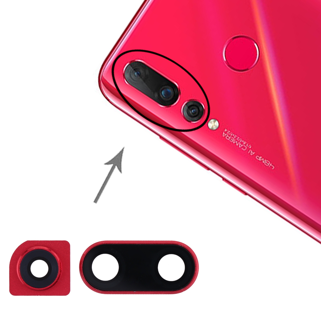Huawei Nova 4 Red Camera Lens Cover Replacement - Image 4