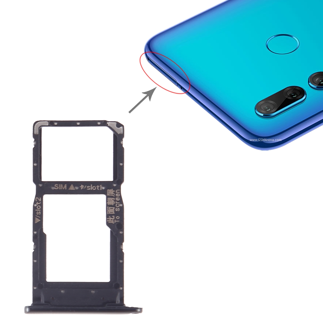 Huawei P Smart+ 2019 Black SIM Card Tray Replacement - Image 4