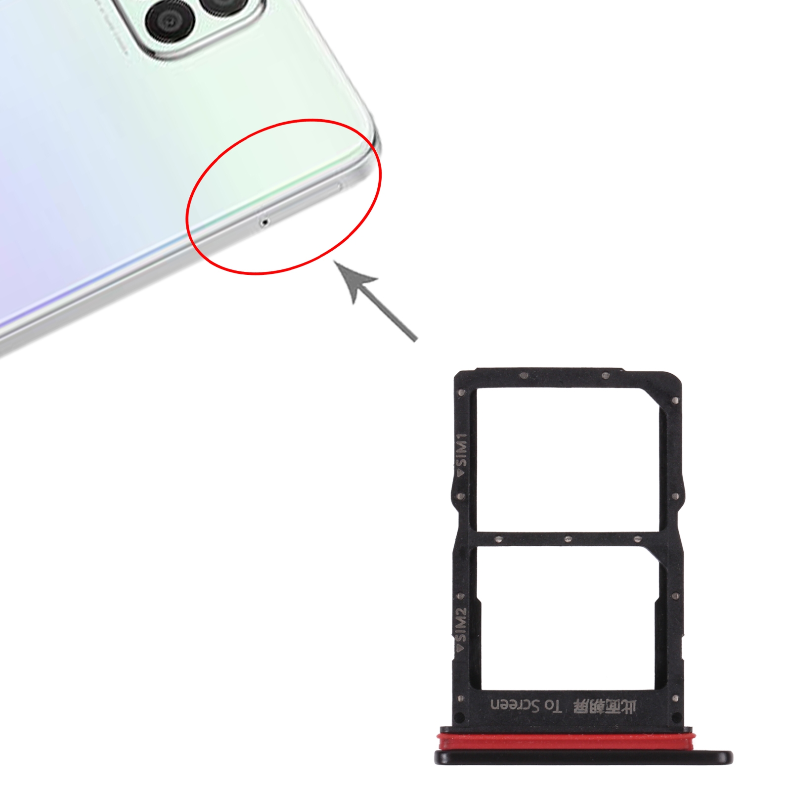 Huawei Nova 8 SE Black SIM Card Tray Replacement - Image 3