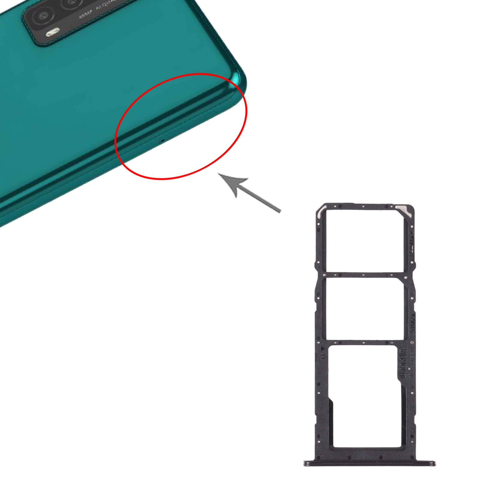 Huawei Y7a Black SIM Card Tray Replacement - Image 3