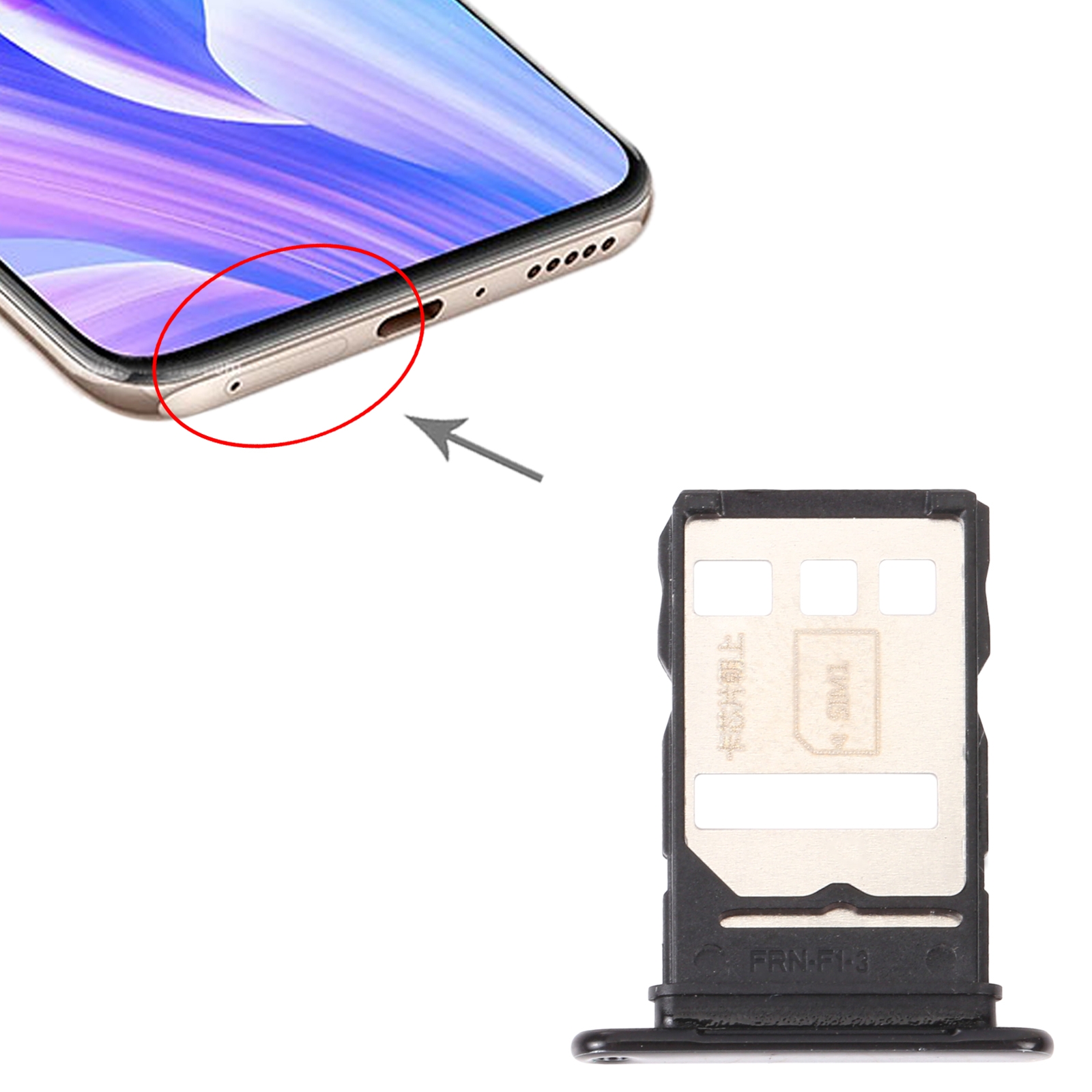Huawei Enjoy 20 Plus 5G Black SIM Card Tray Replacement - Image 3