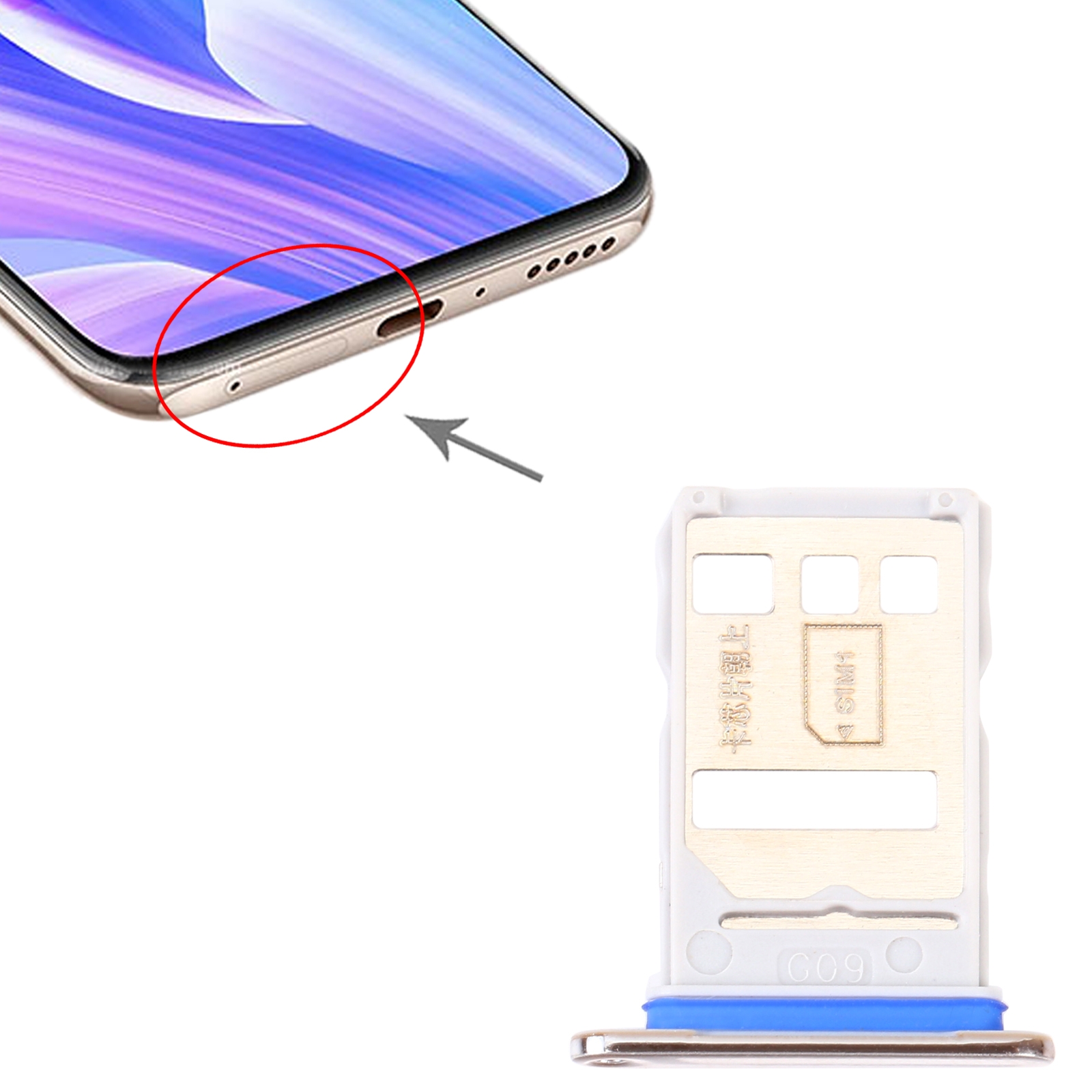 Huawei Enjoy 20 Plus 5G Silver SIM Card Tray Replacement - Image 3