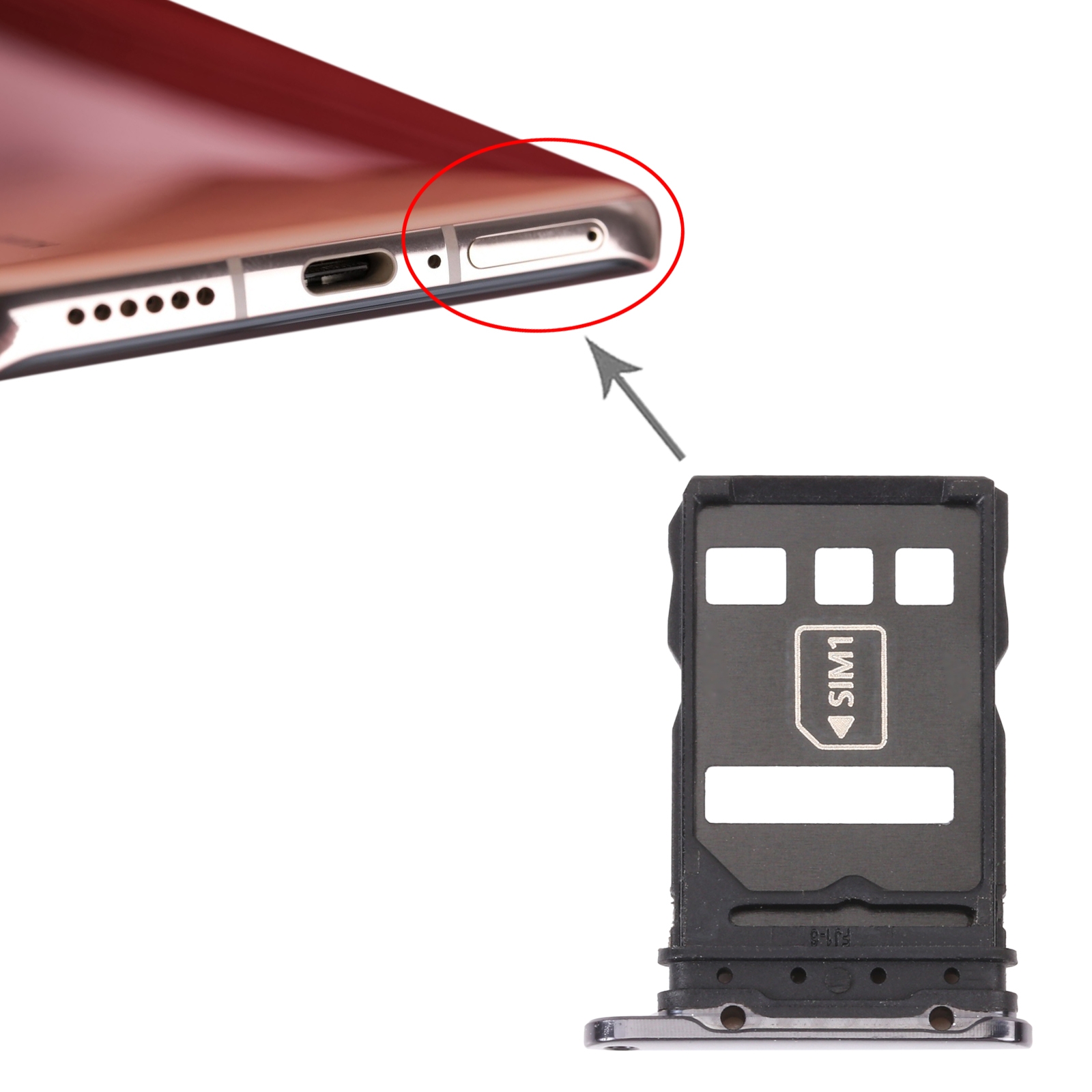 Huawei P40 Pro Black SIM Card Tray Replacement - Image 3