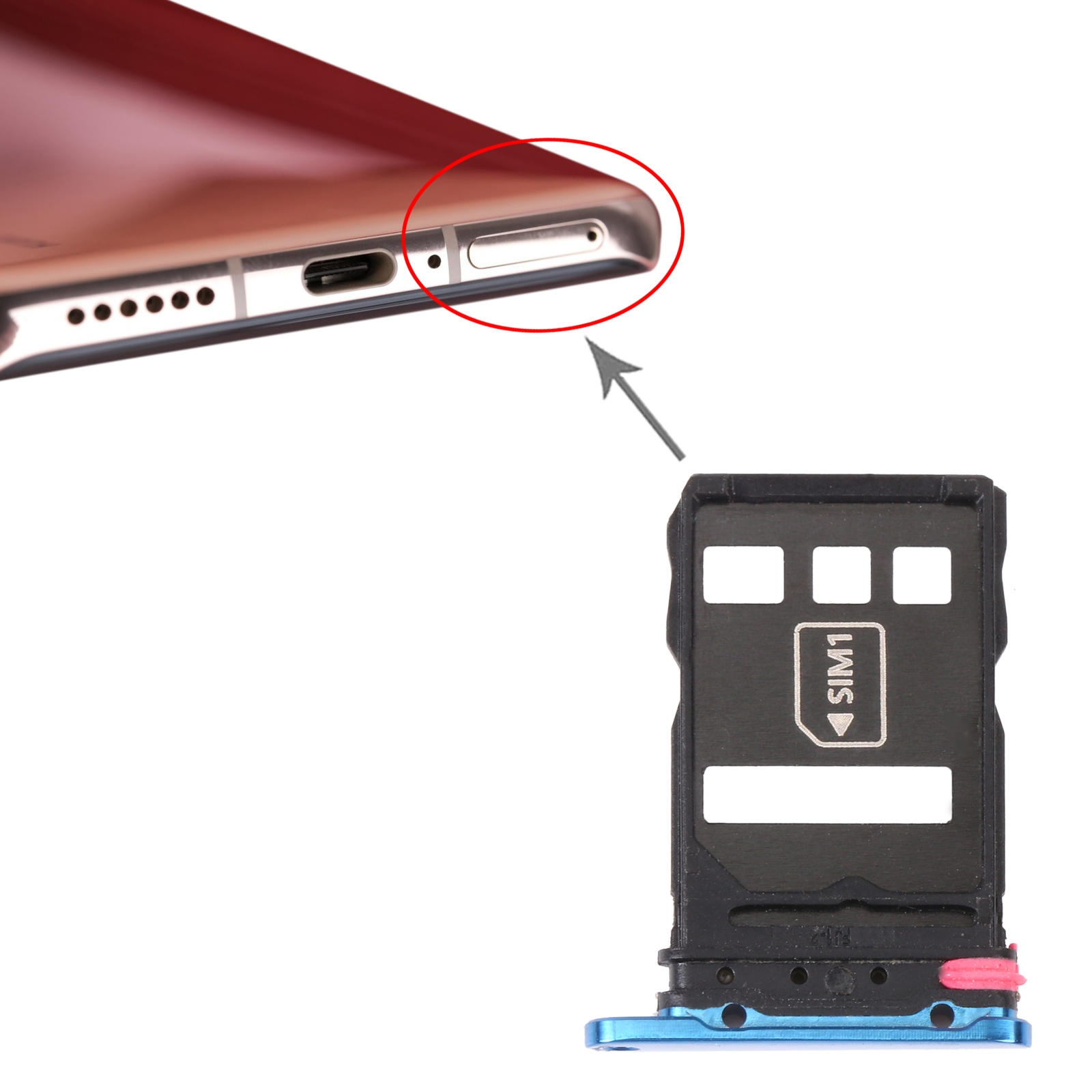 Huawei P40 Pro Blue SIM Card Tray Replacement - Image 3
