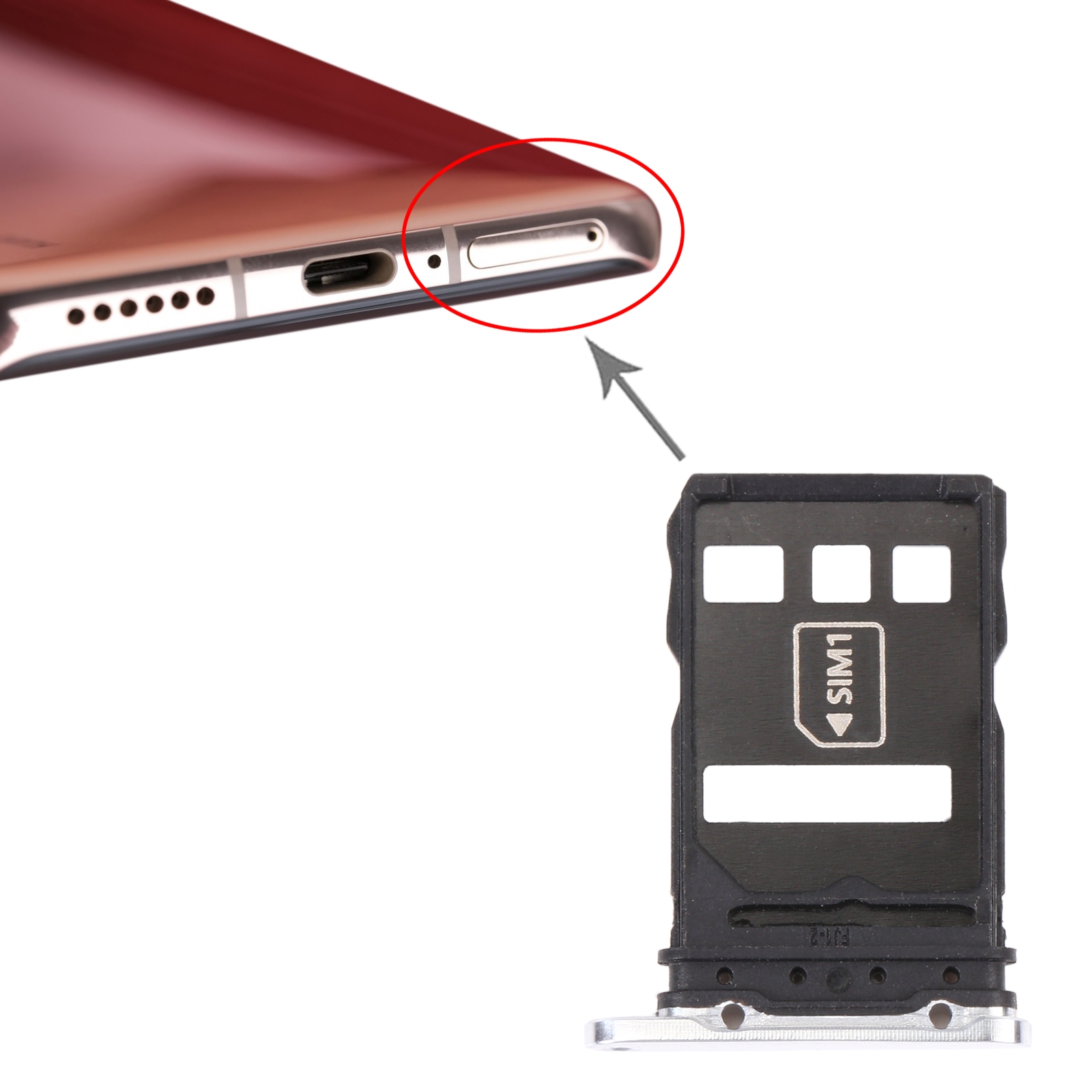 Huawei P40 Pro Silver SIM Card Tray Replacement - Image 3
