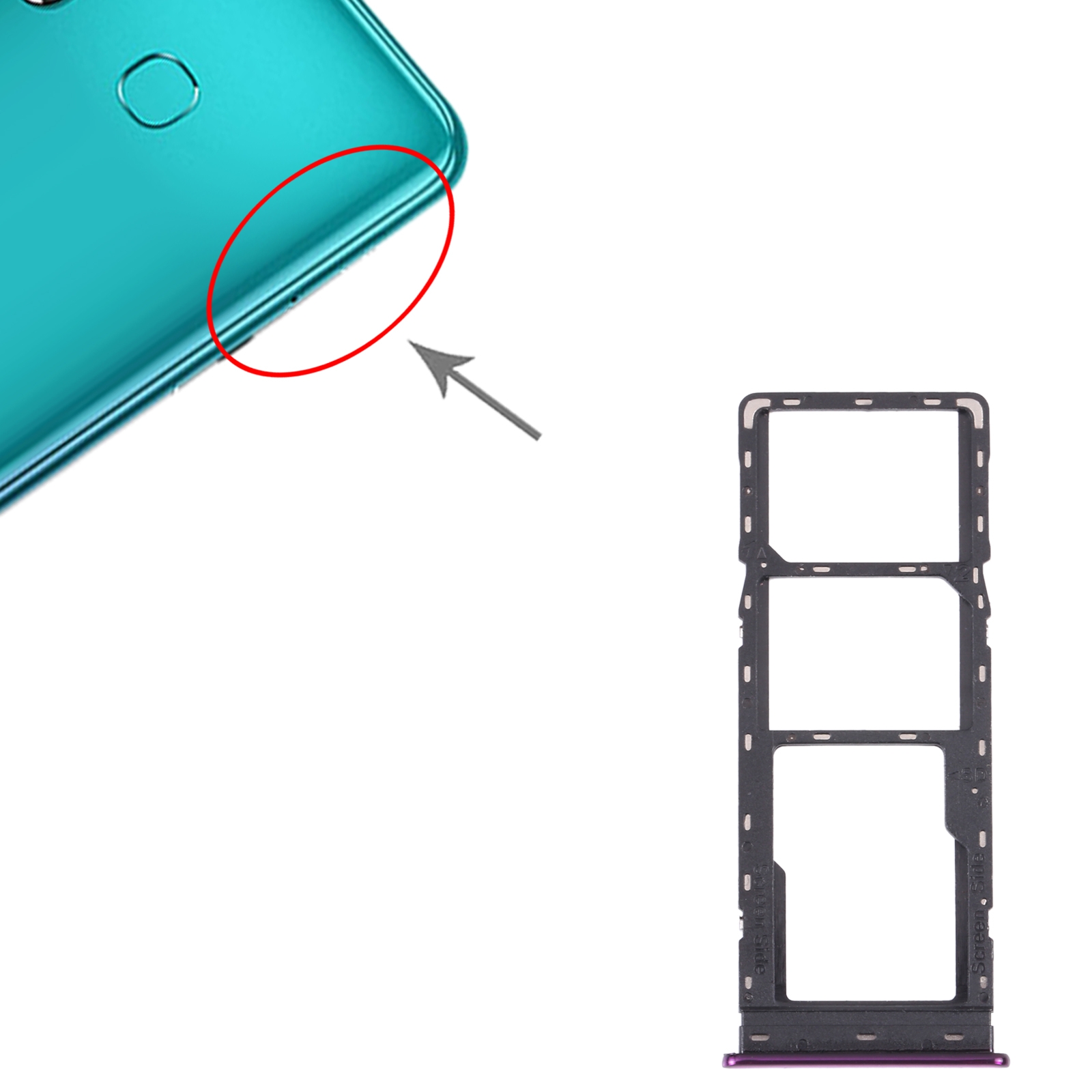 Infinix S4 X626 Purple SIM Card Tray Replacement - Image 3
