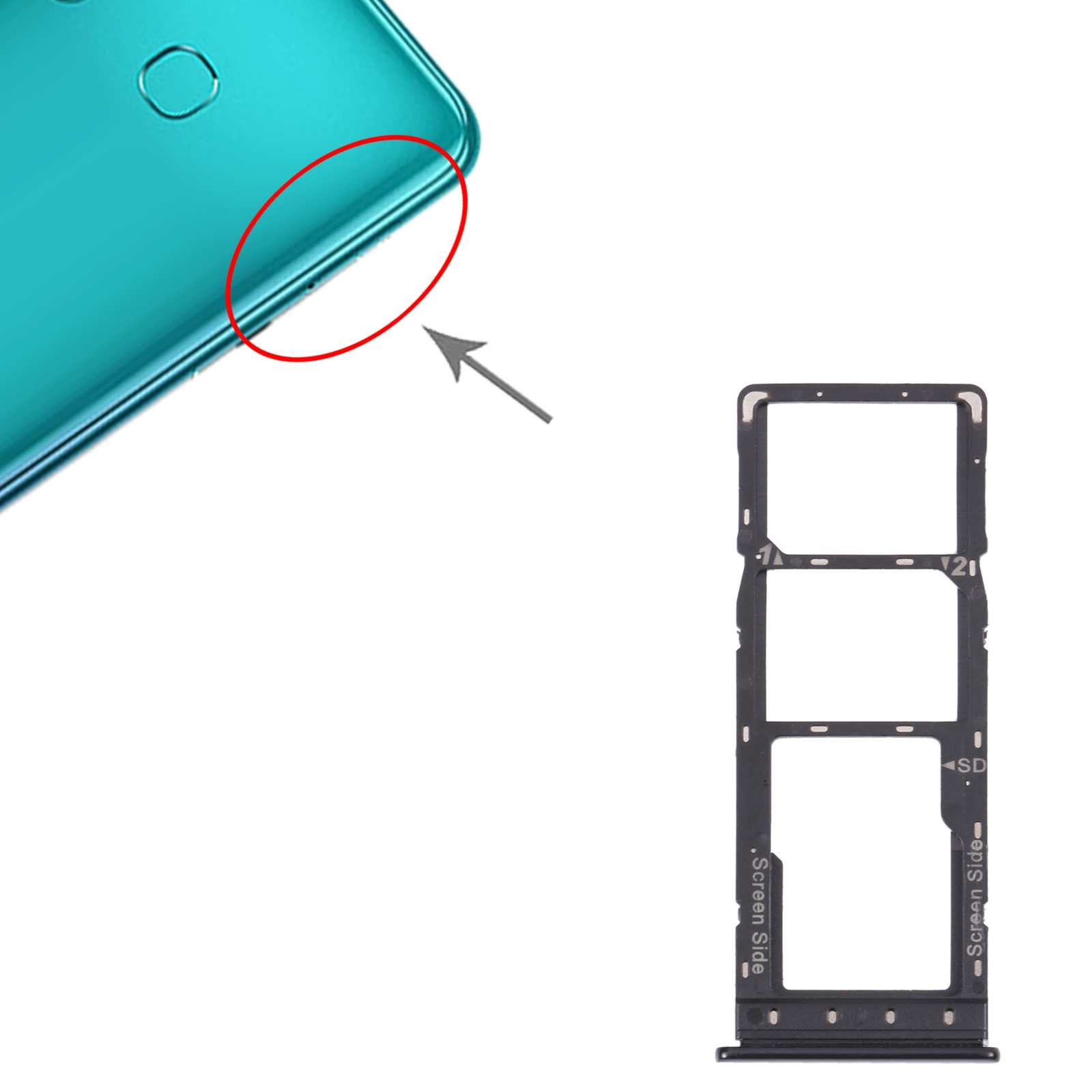 Infinix Note 7 X690 Black SIM Card Tray Replacement - Image 3