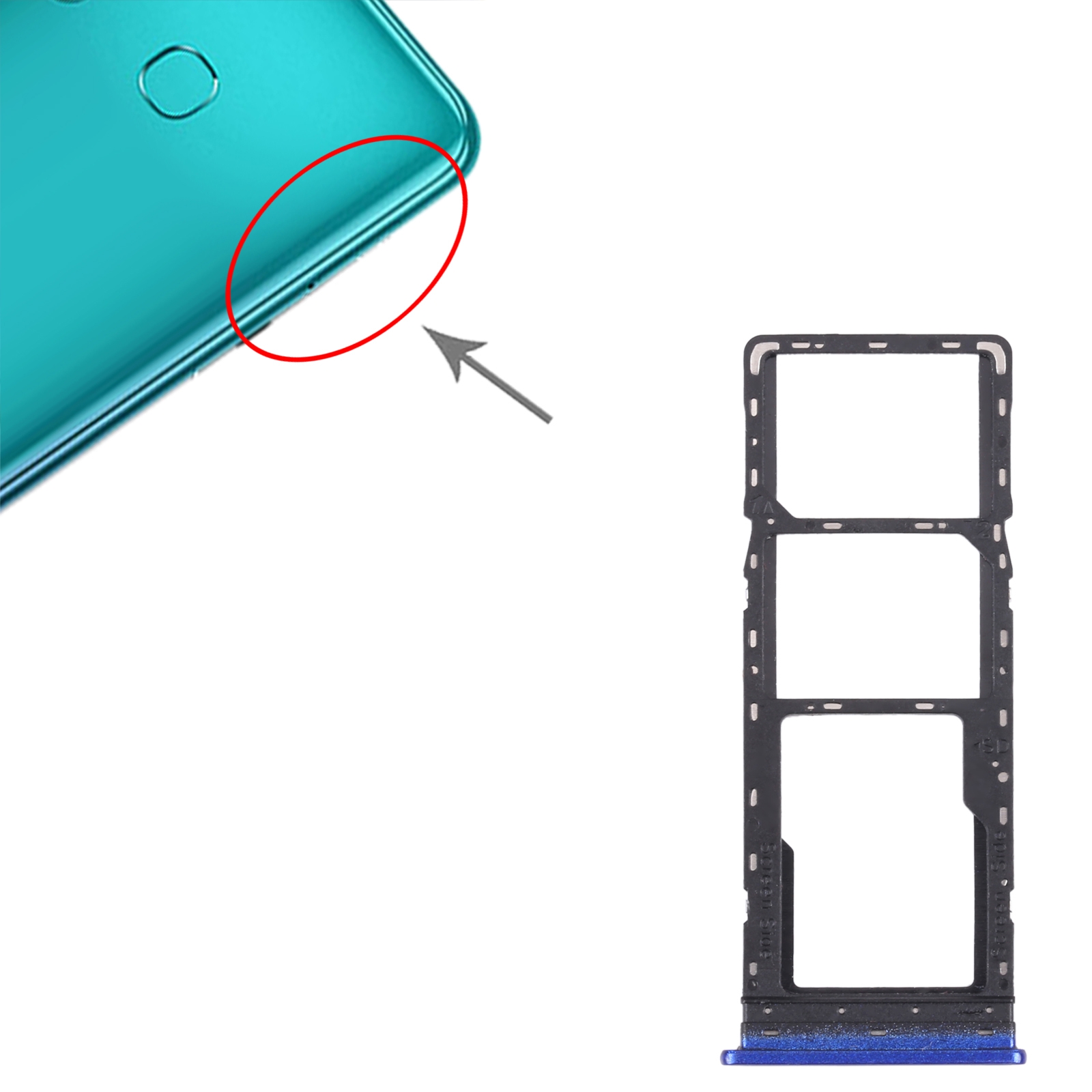 Infinix Hot 10s Blue SIM Card Tray Replacement - Image 3