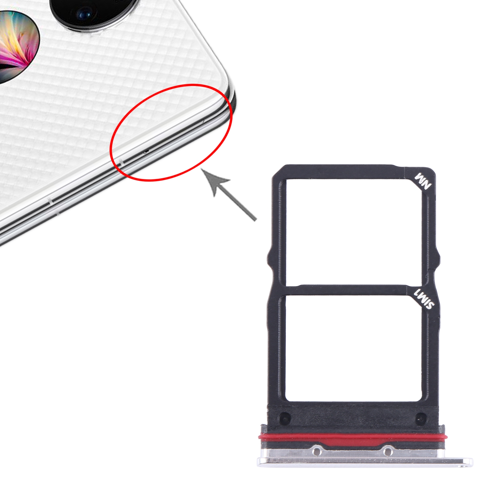 Huawei P50 Pocket Silver SIM Card Tray Replacement - Image 3