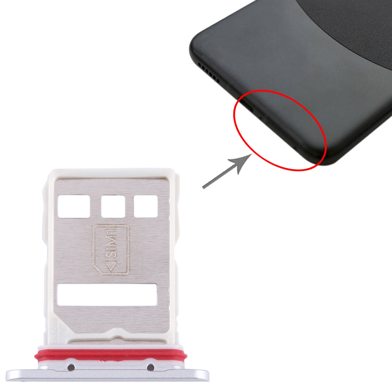 Huawei Mate 60 Silver SIM Card Tray Replacement - Image 3