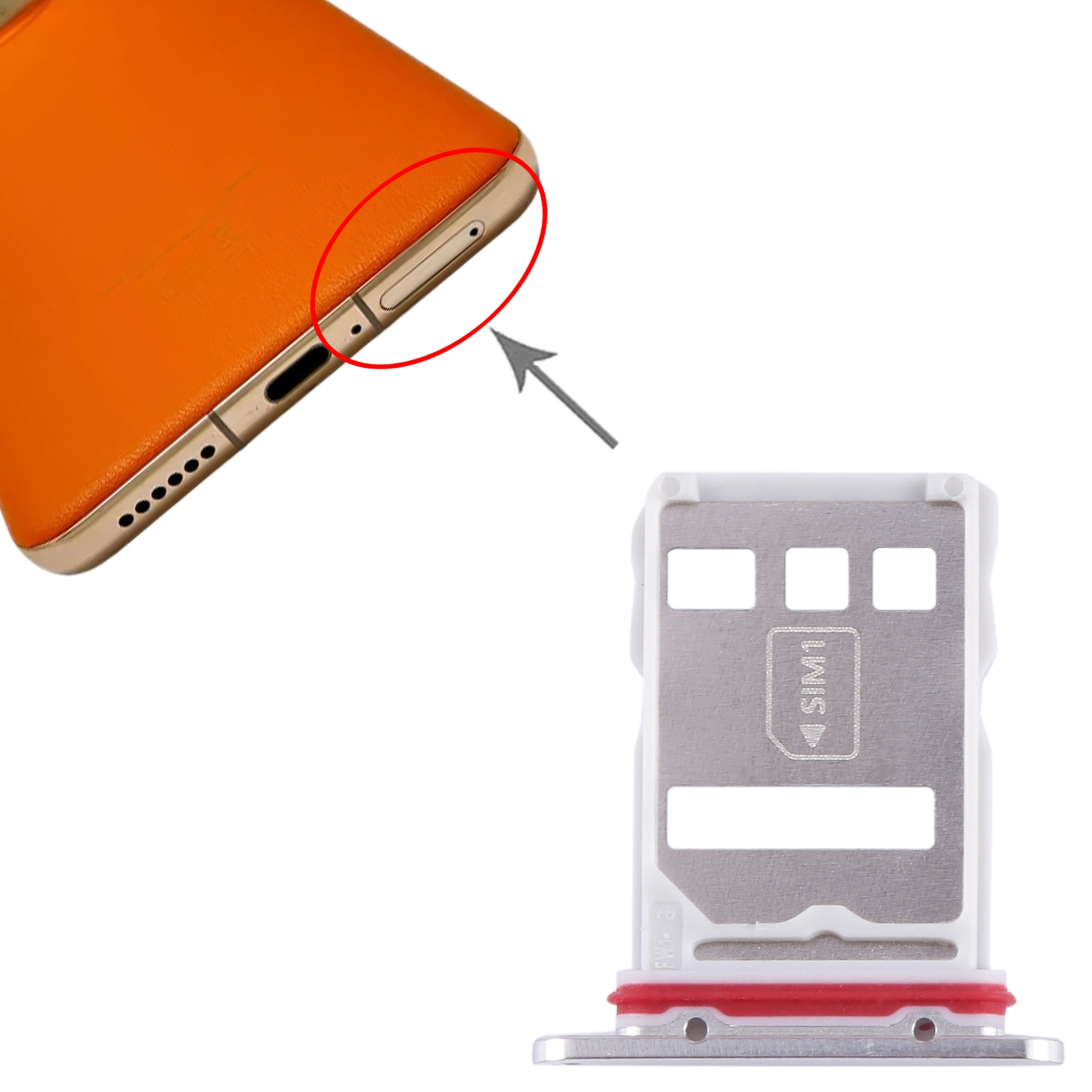 Huawei Mate 50E Silver SIM Card Tray Replacement - Image 3