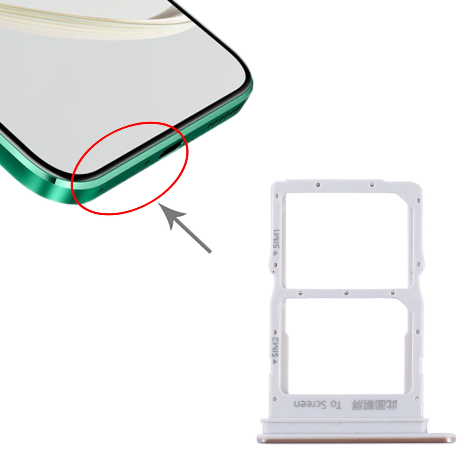 Huawei Nzone S7 Pro+ 5G Gold SIM Card Tray Replacement - Image 3