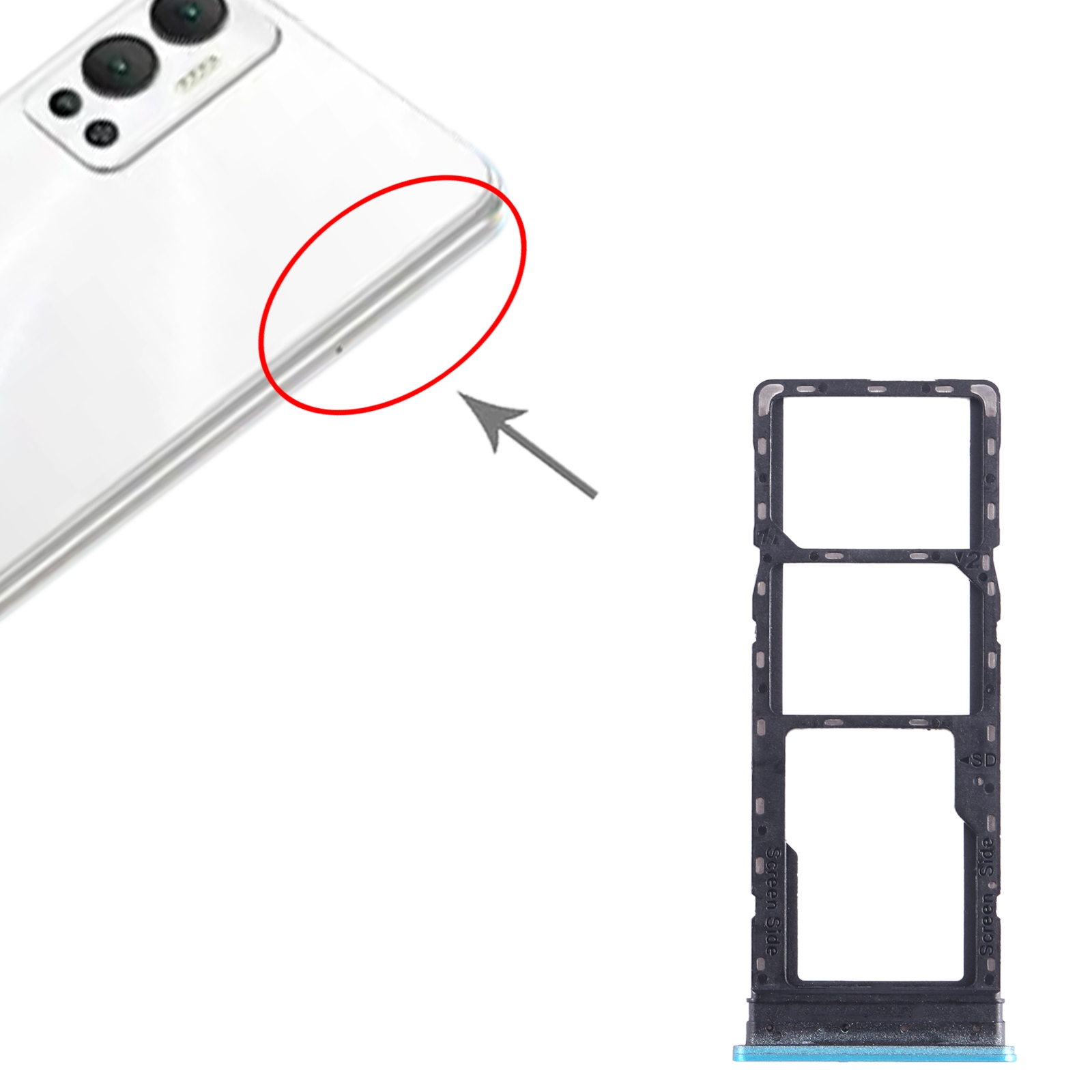 Infinix Hot 12 X6817 Blue SIM Card Tray Replacement - Image 3
