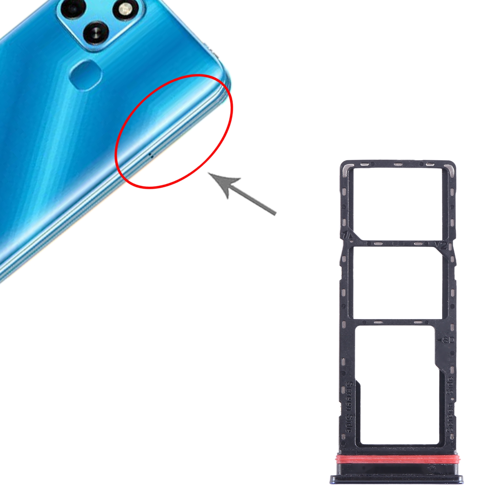 Infinix Smart 6 Plus X6823 Blue SIM Card Tray Replacement - Image 3