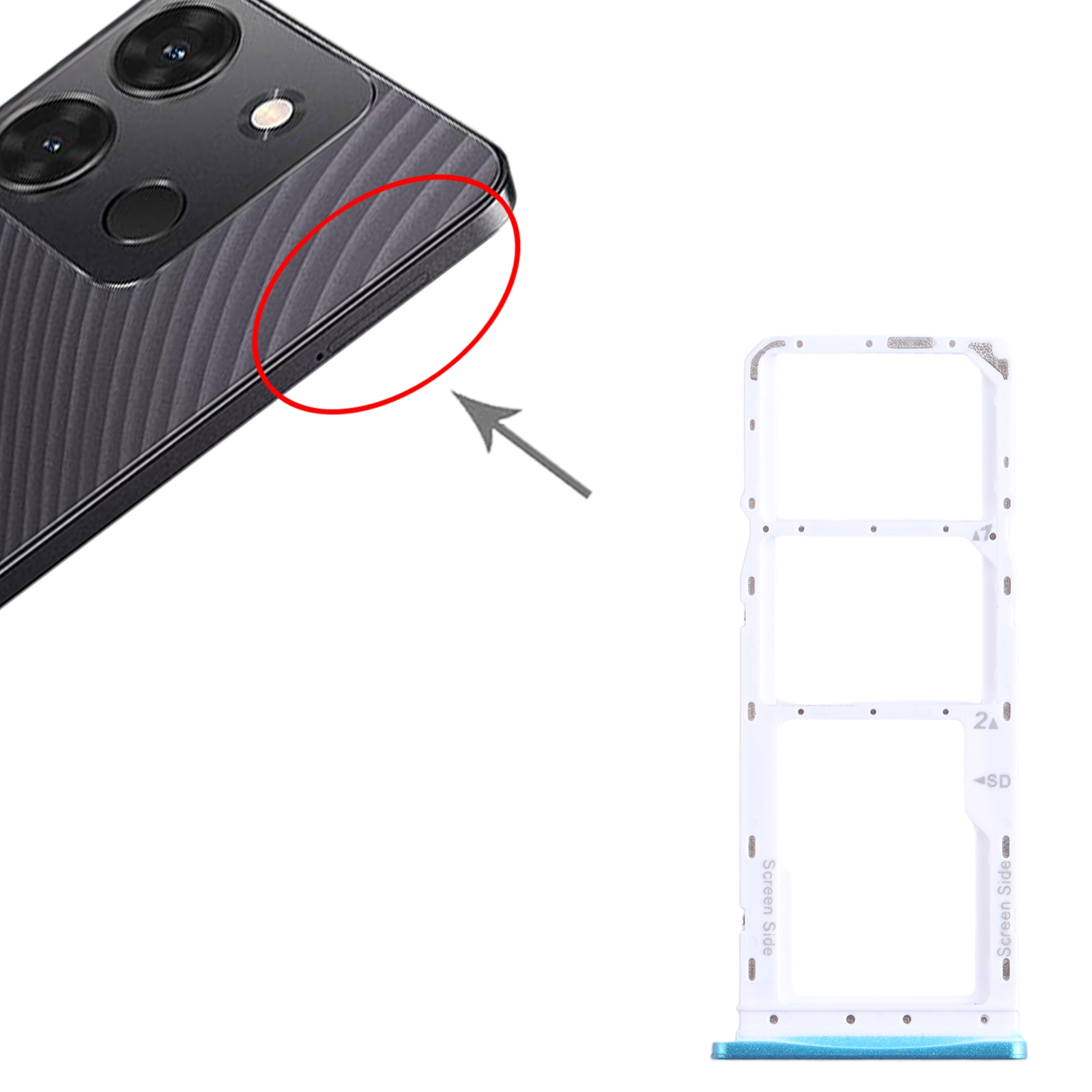 Infinix Smart 7 X6517 Green SIM Card Tray Replacement - Image 3