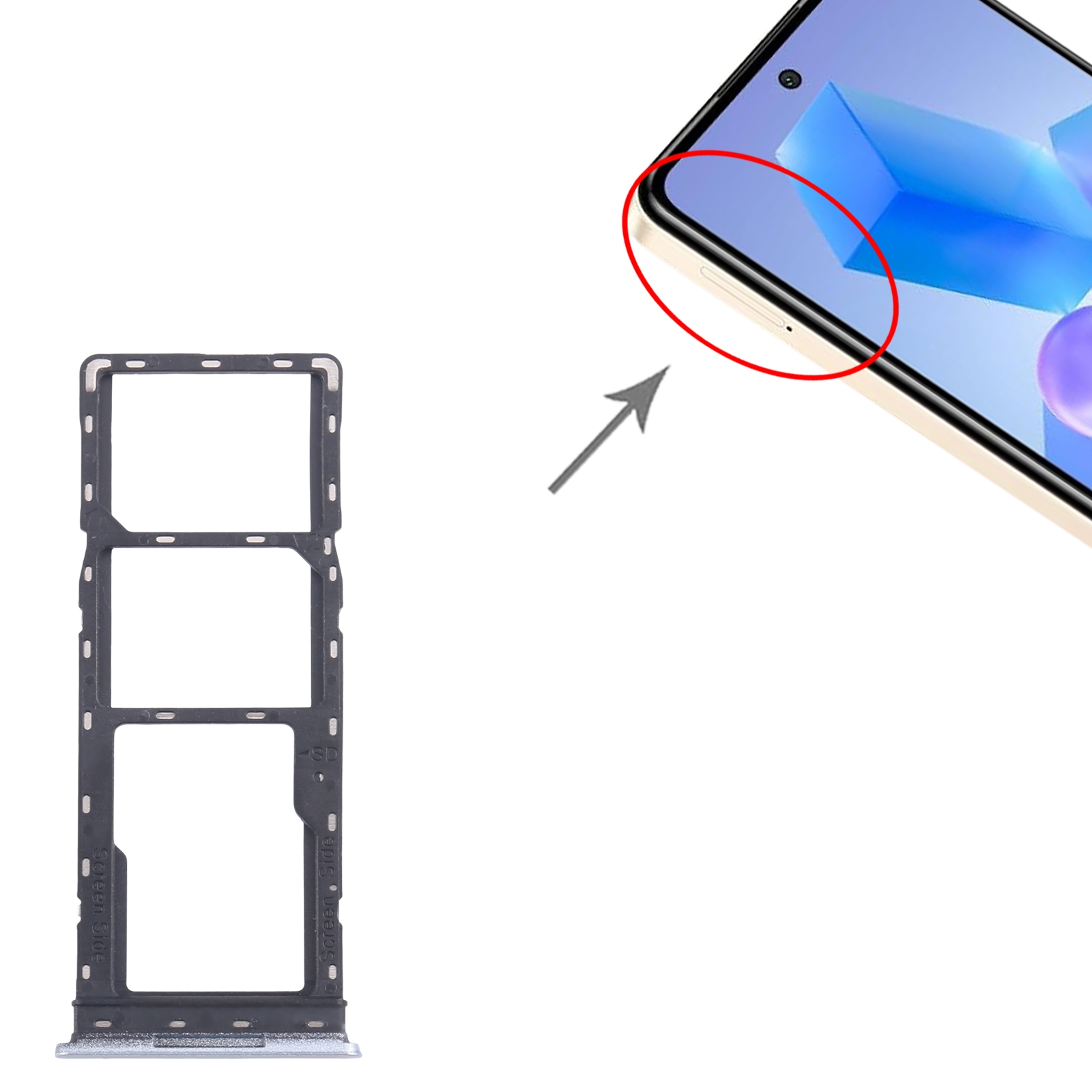 Infinix Smart 8 India Silver SIM Card Tray Replacement - Image 3