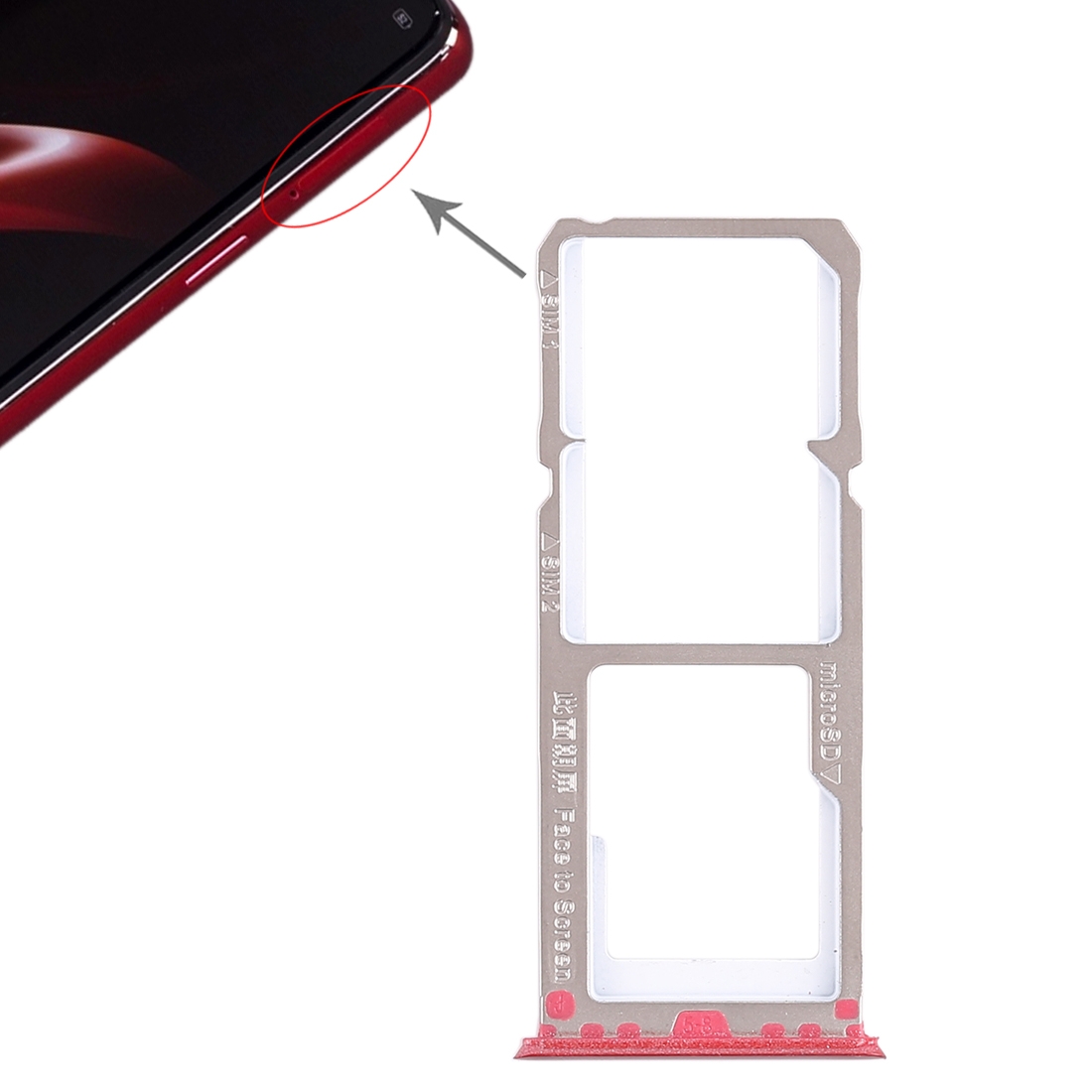 OPPO A3 Red SIM Card Tray Replacement - Image 4