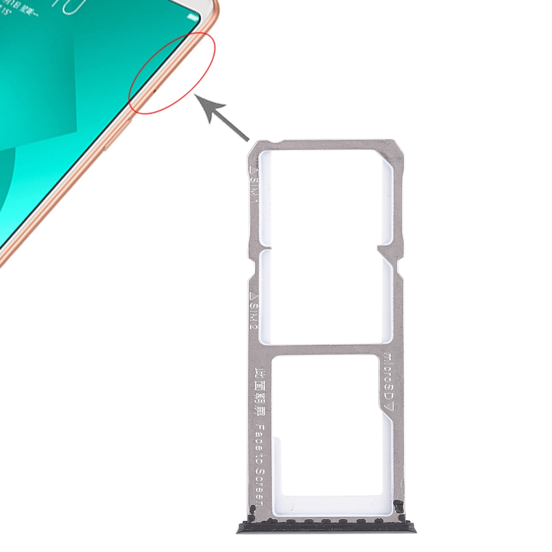 OPPO A83 Black SIM Card Tray Replacement - Image 4