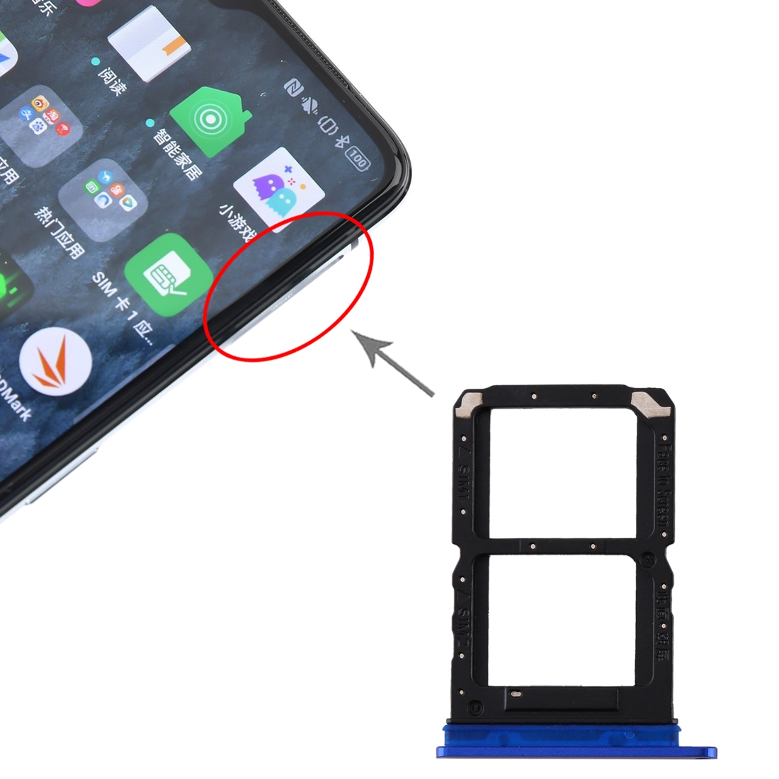 Realme X2 Pro Blue SIM Card Tray Replacement - Image 4