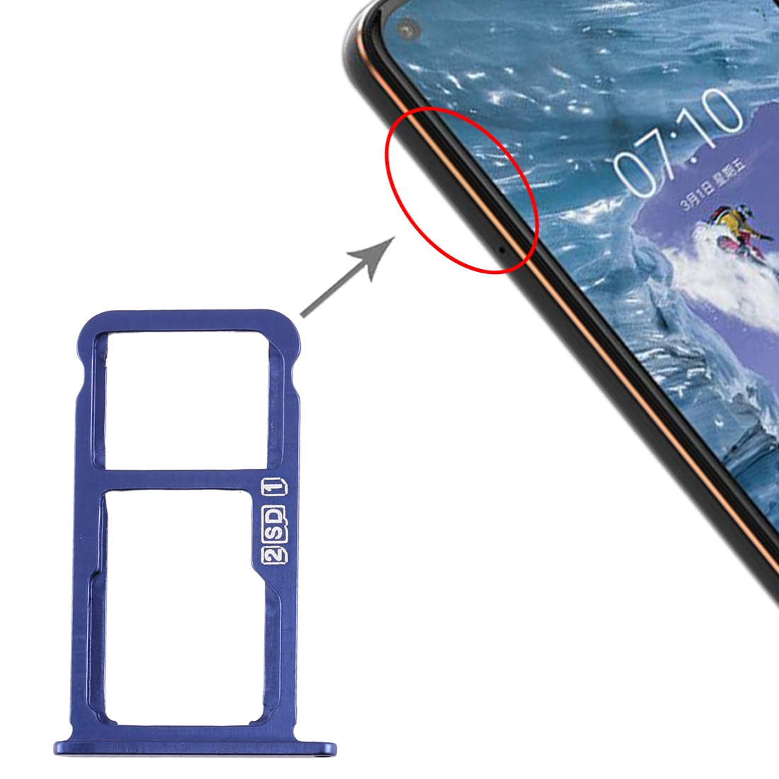 Nokia 8.1 Blue SIM Card Tray Replacement - Image 4