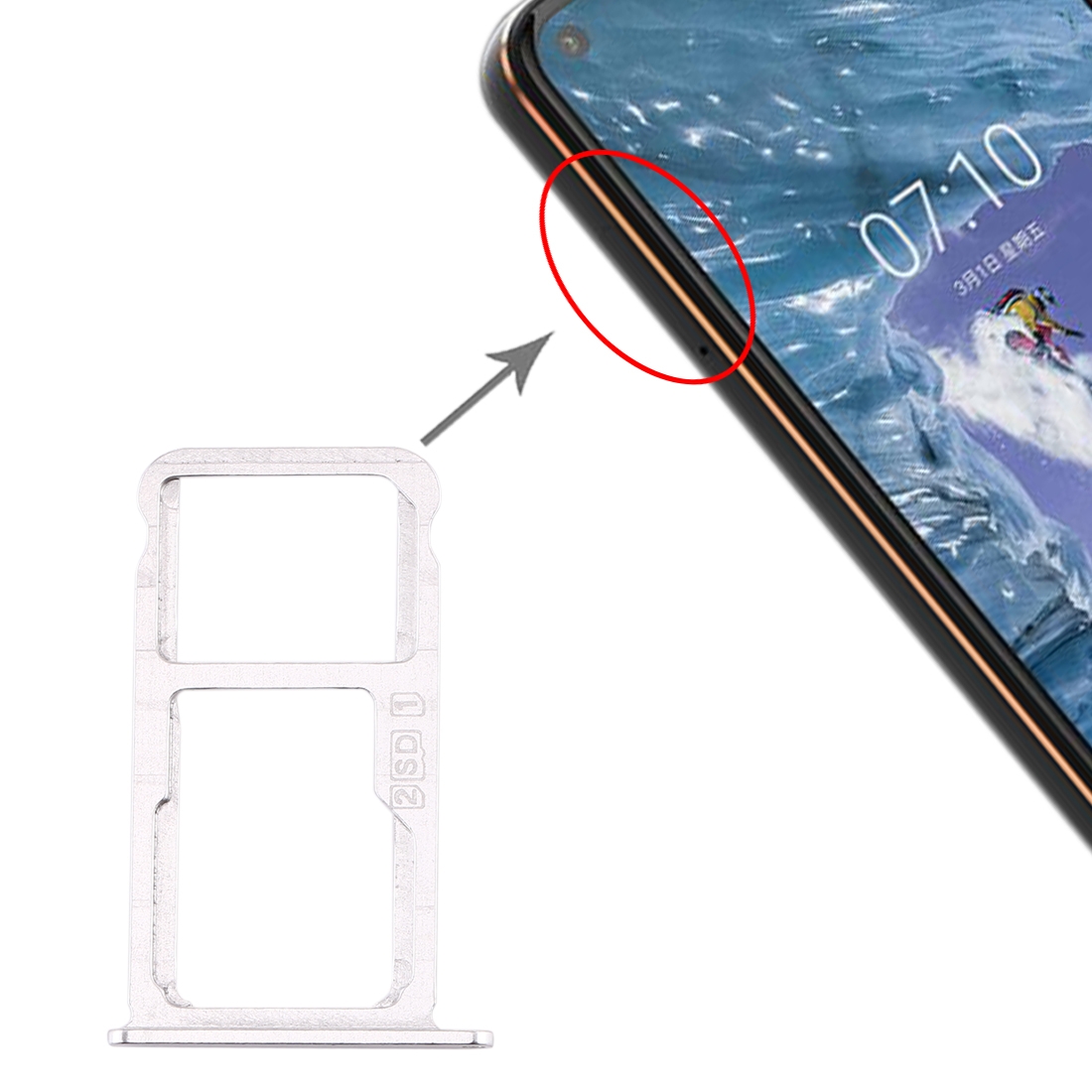 Nokia 8.1 Silver SIM Card Tray Replacement - Image 4