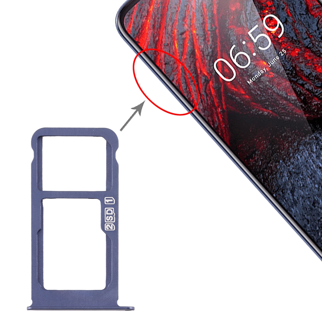 Nokia X6 2018 Blue SIM Card Tray Replacement - Image 4