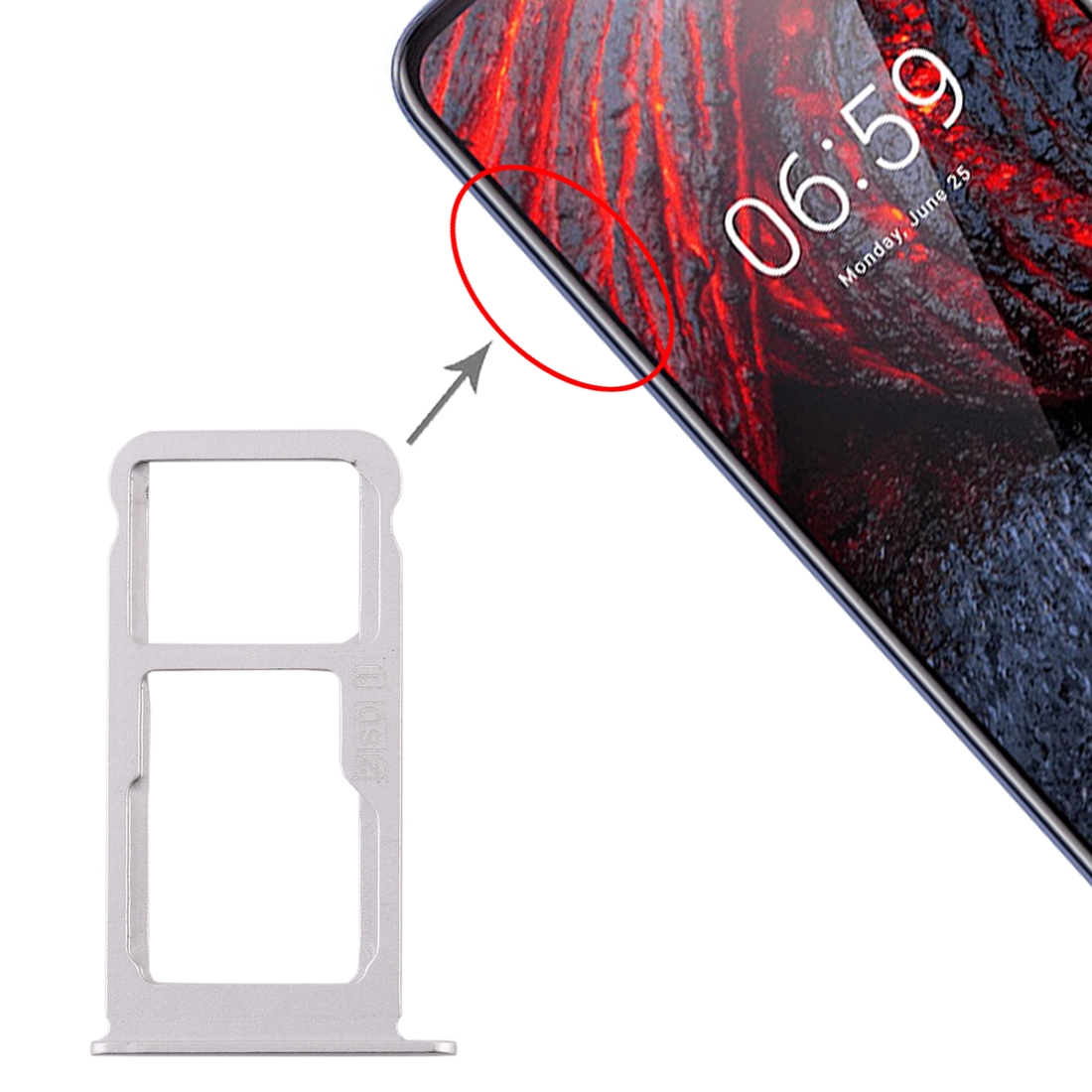 Nokia X6 2018 White SIM Card Tray Replacement - Image 4
