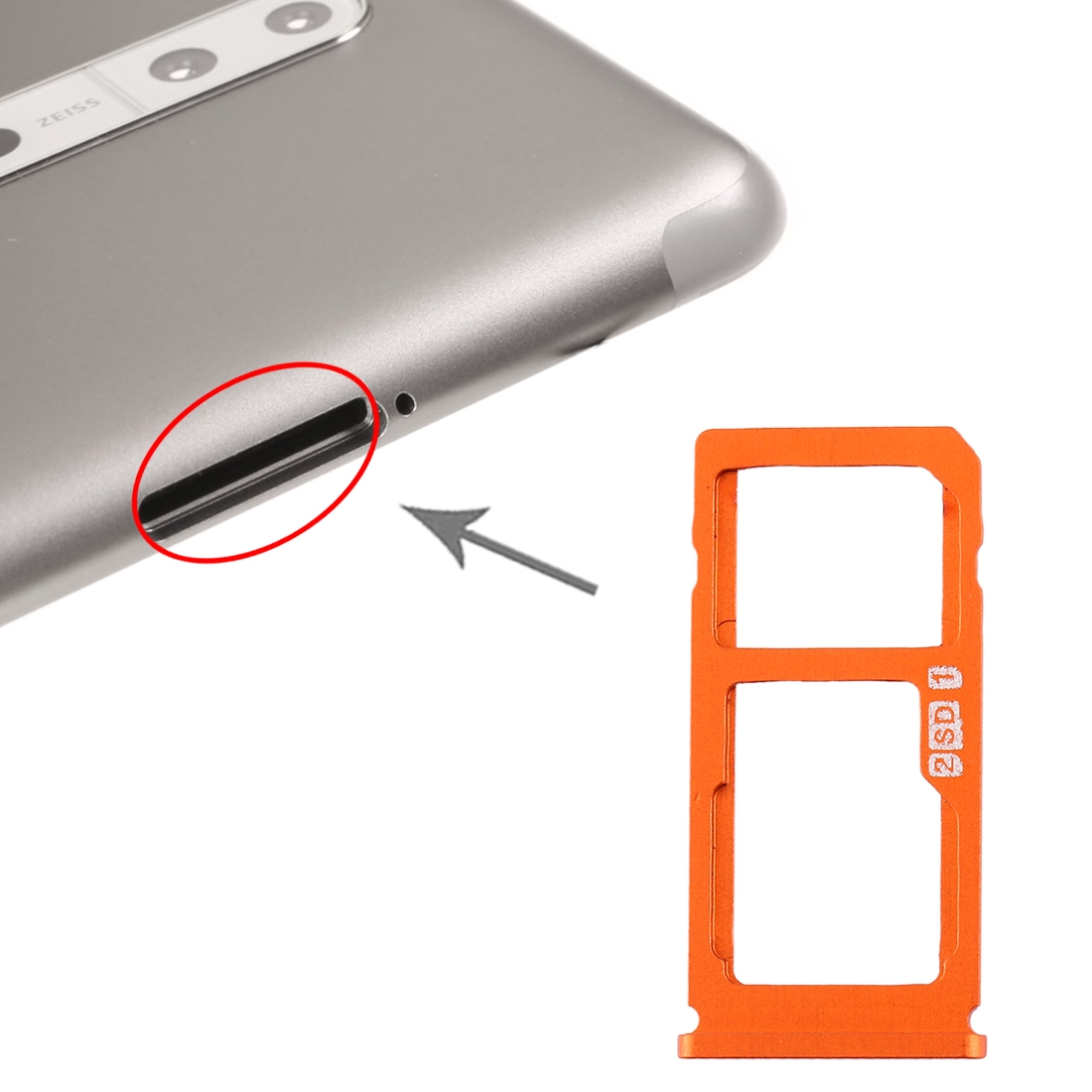 Nokia 8 Orange SIM Card Tray Replacement - Image 4