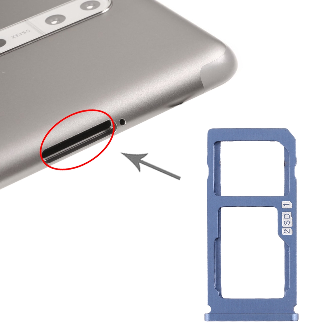 Nokia 8 Blue SIM Card Tray Replacement - Image 4