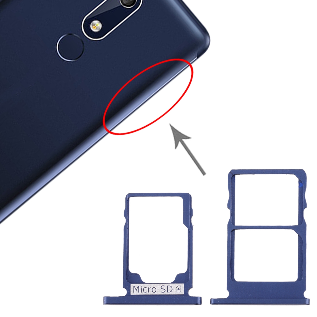 Nokia 5.1 TA-1075 Blue SIM Card Tray Replacement - Image 4