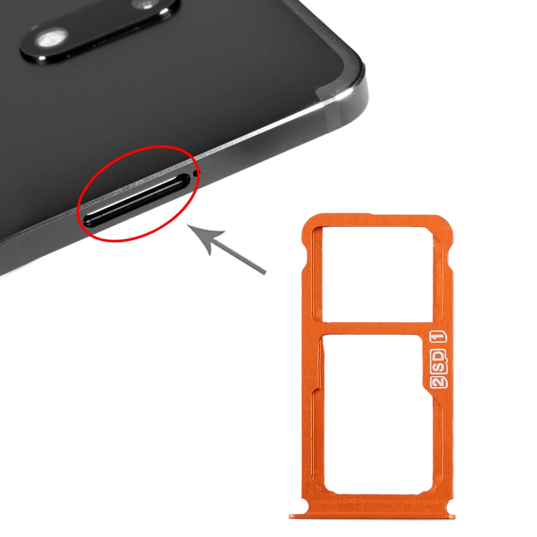Nokia 7 Plus TA-1062 Orange SIM Card Tray Replacement - Image 4