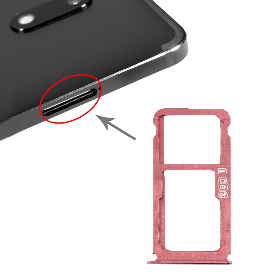 Nokia 7 Plus TA-1062 Purplish Red SIM Card Tray Replacement - Image 4