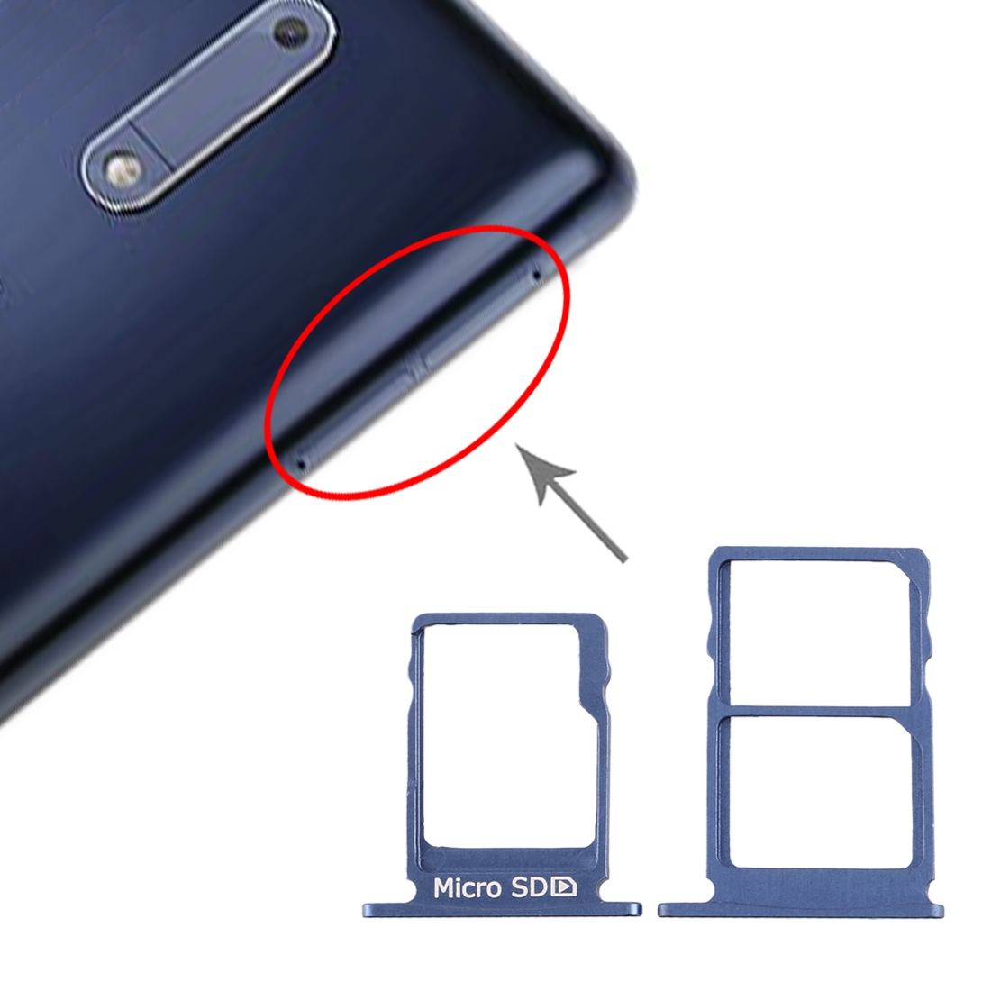 Nokia 5 Blue SIM Card Tray Replacement - Image 4