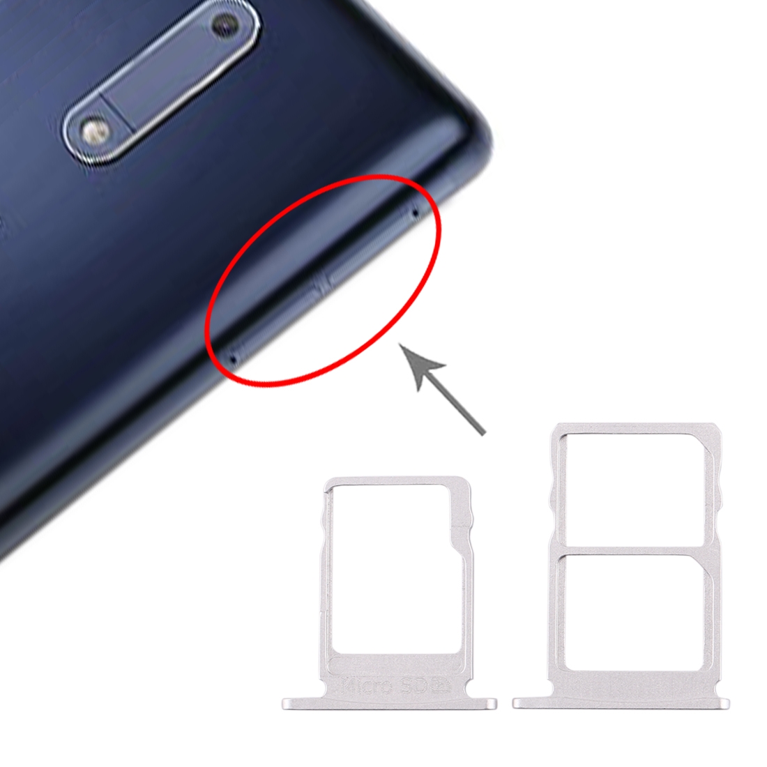 Nokia 5 White SIM Card Tray Micro SD Tray Replacement - Image 4