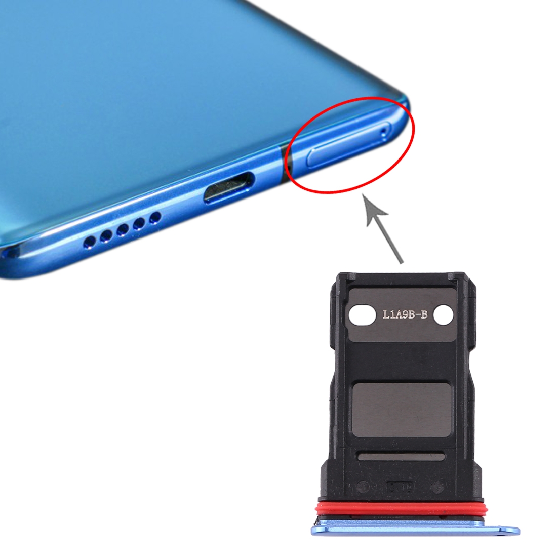 OnePlus 7T Blue SIM Card Tray Replacement - Image 4